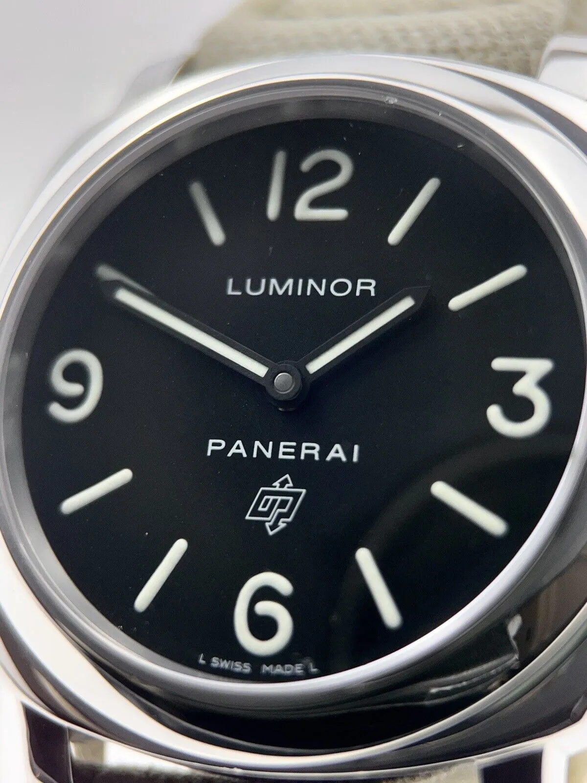 Panerai Luminor Base Logo Manual Wind 44mm Steel Mens Strap Watch PAM00000