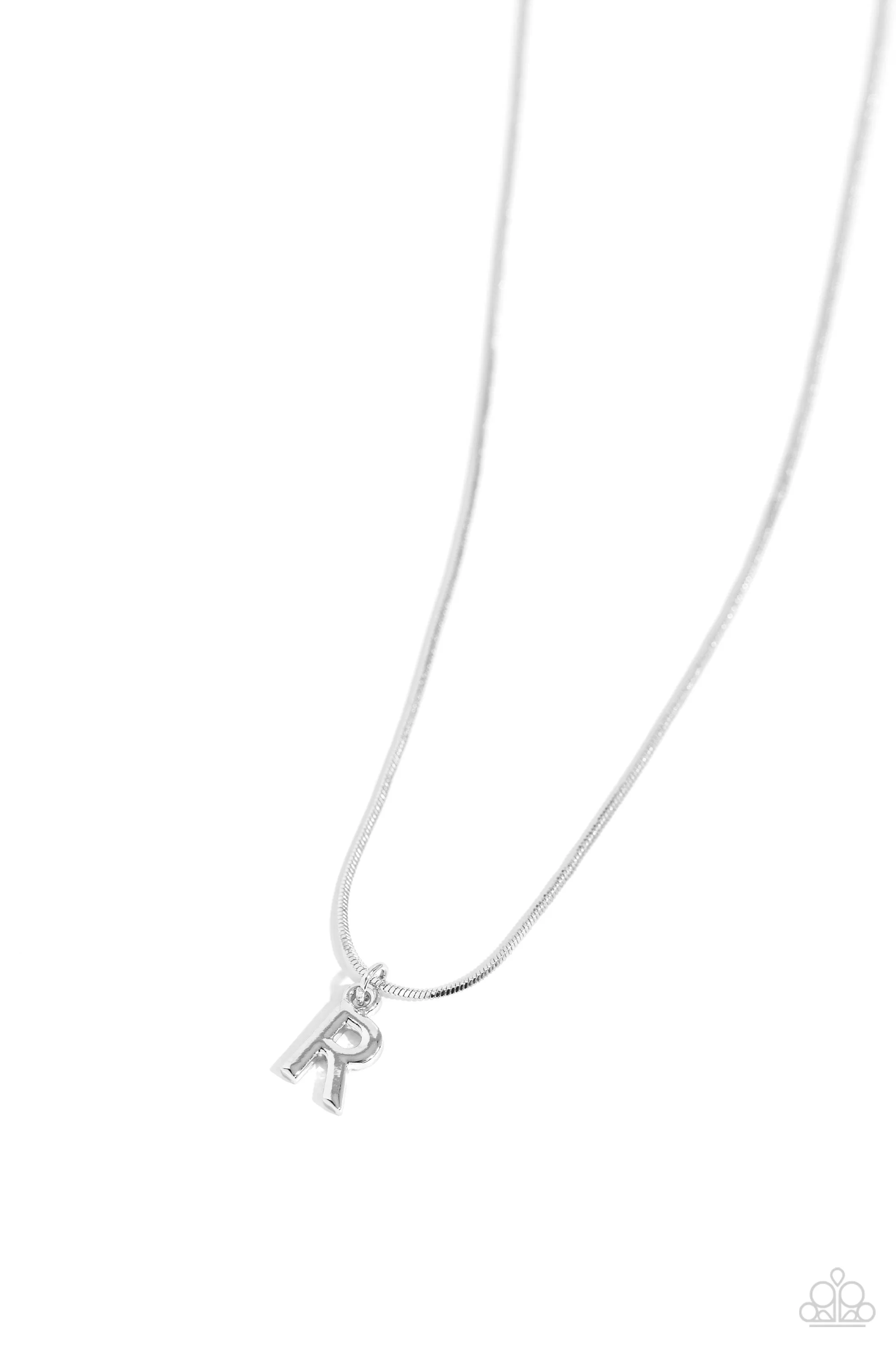 Paparazzi - Seize the Initial - Silver - R Necklace