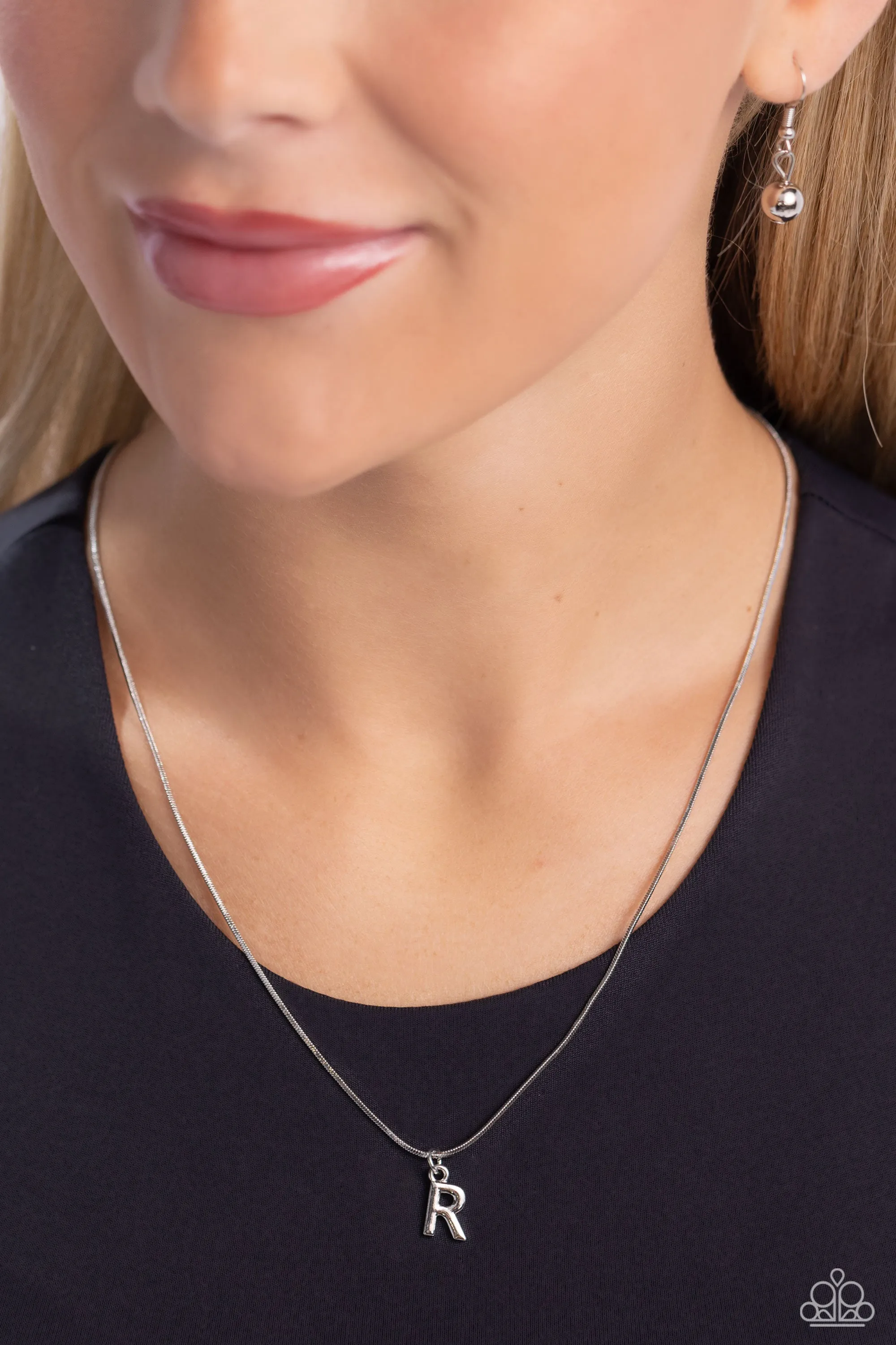 Paparazzi - Seize the Initial - Silver - R Necklace