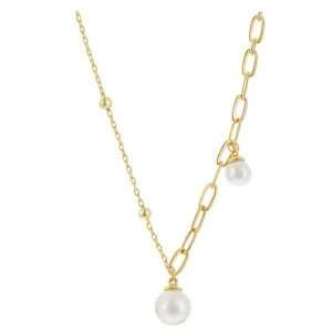 Paperclip and Bead Chain Pearl Necklace