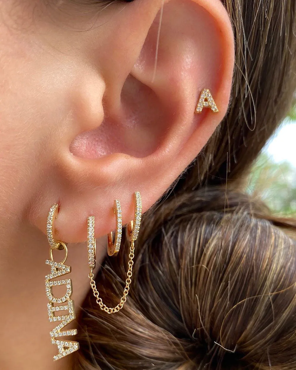 Pavé Initial Stud Earring