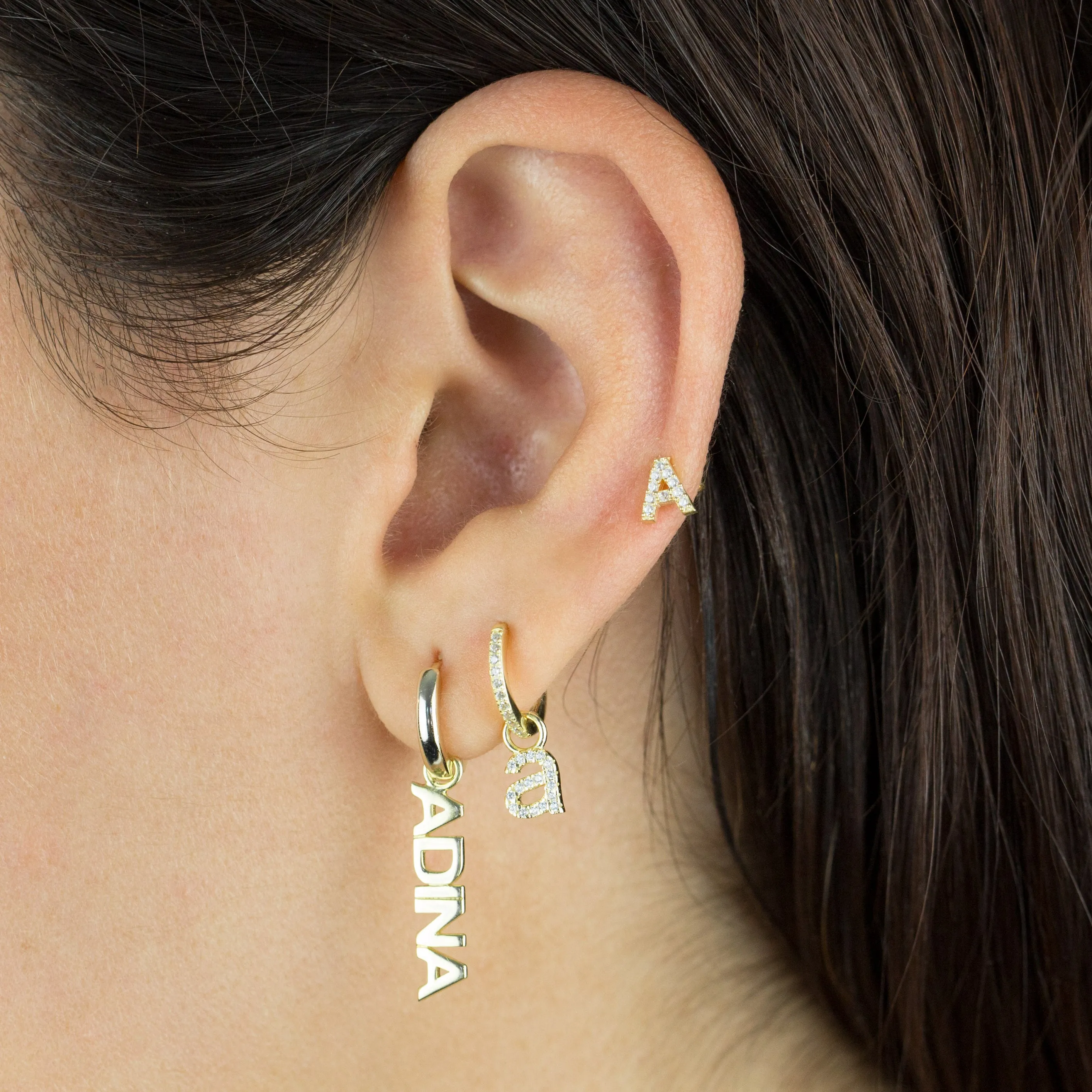Pavé Initial Stud Earring