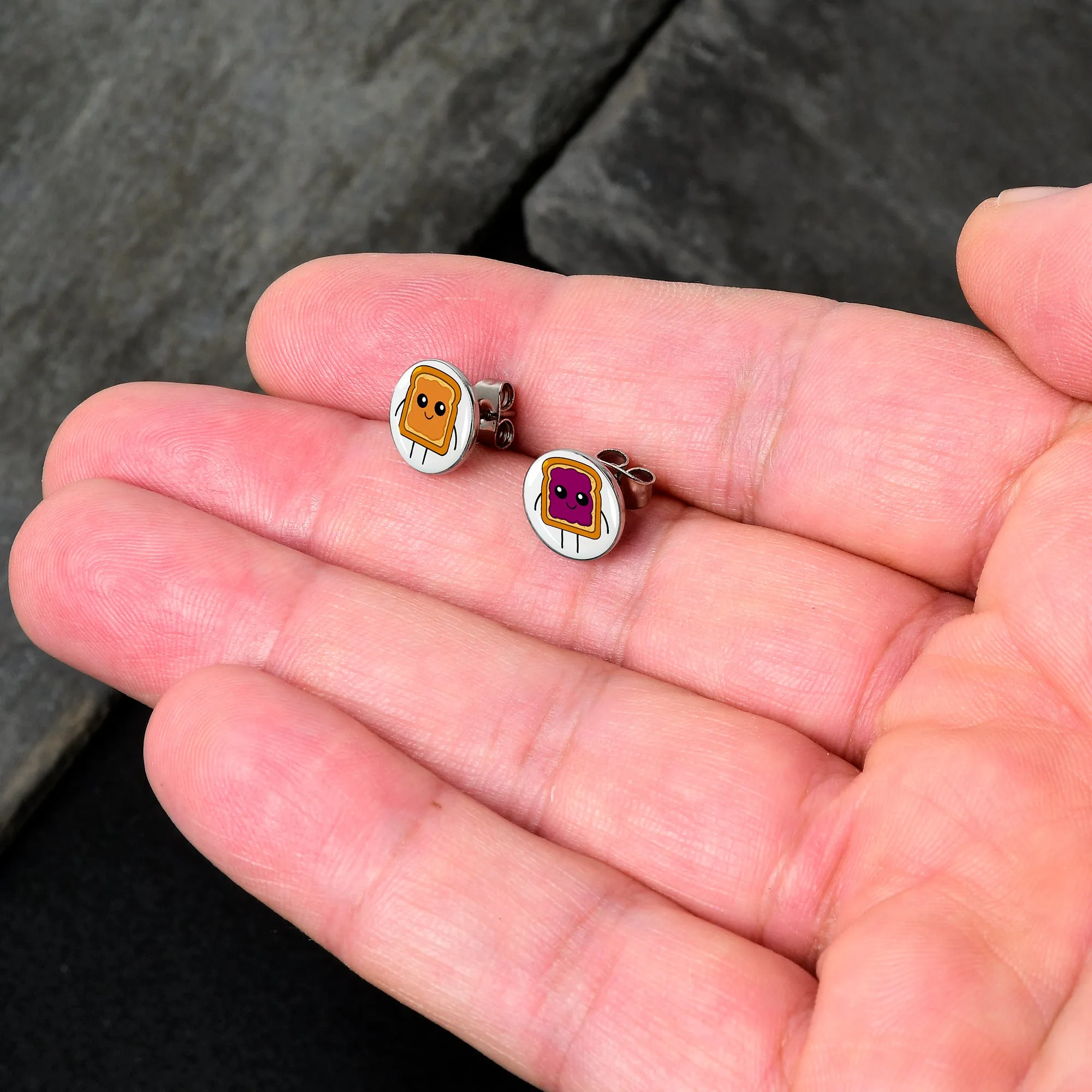 PB and J Peanut Butter and Jelly Sandwich Stud Earrings