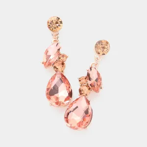 Peach Teardrop and Marquise Dangle Earrings | Pageant Jewelry | 615617