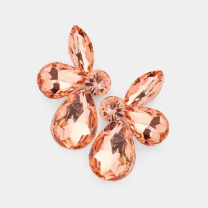 Peach Teardrop and Marquise Stone Pageant Earrings on Rose Gold | Interview Earrings |  563204