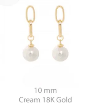 Pearl Drop Earrings Gold and Rhodium