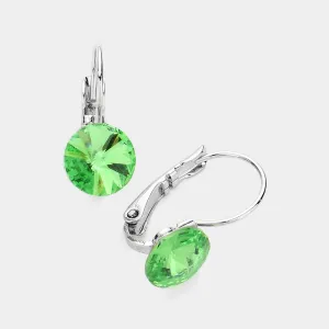Peridot Round Crystal Lever Back Pageant Earrings | Interview Earrings |  376377
