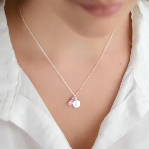 Personalised Silver Initial Teardrop Birthstone Necklace