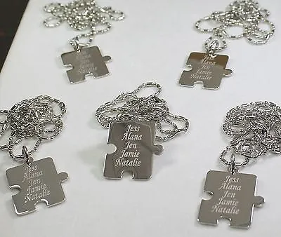 PERSONALIZED PUZZLE PIECES PENDANTS NECKLACE SIX, FAMILY COUSINS, FRIENDS