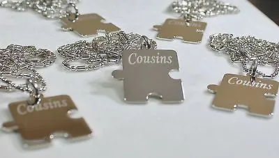 PERSONALIZED PUZZLE PIECES PENDANTS NECKLACE SIX, FAMILY COUSINS, FRIENDS