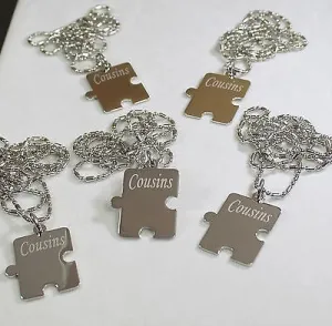 PERSONALIZED PUZZLE PIECES PENDANTS NECKLACE SIX, FAMILY COUSINS, FRIENDS