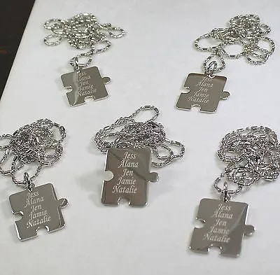 PERSONALIZED PUZZLE PIECES PENDANTS NECKLACE SIX, FAMILY COUSINS, FRIENDS
