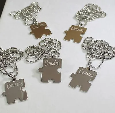 PERSONALIZED PUZZLE PIECES PENDANTS NECKLACE SIX, FAMILY COUSINS, FRIENDS