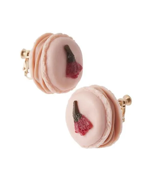 Petit SAKURA Macaron Clip-On Earrings (Pair)【Japan Jewelry】