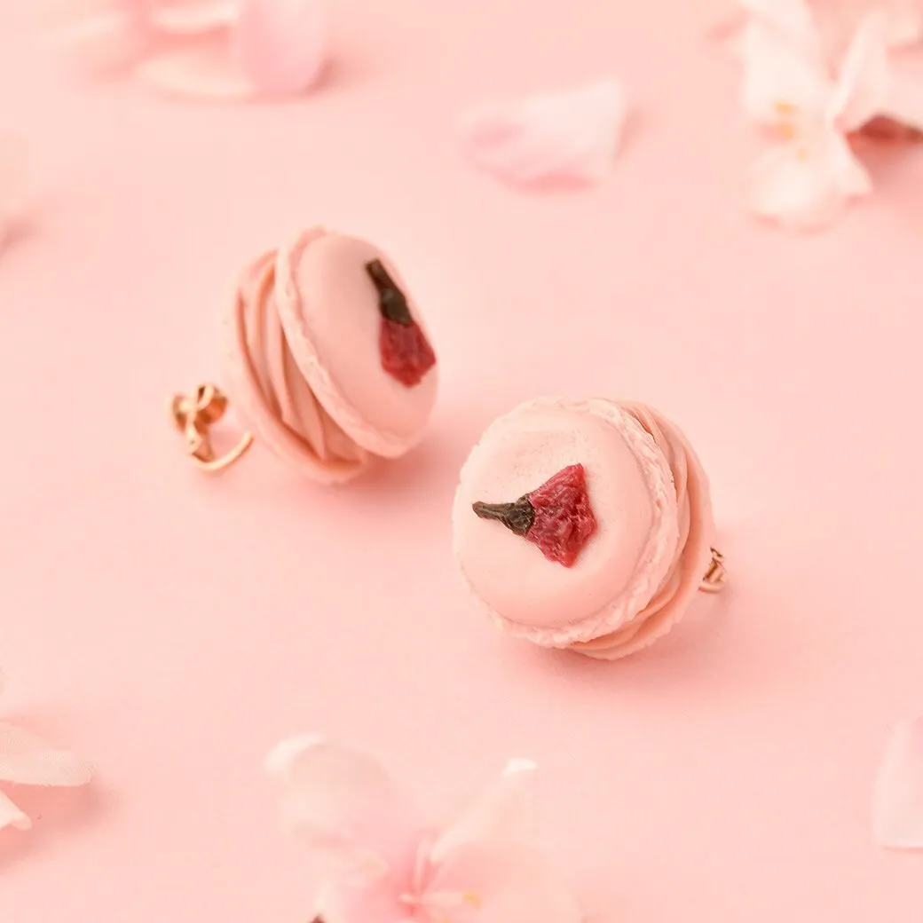 Petit SAKURA Macaron Clip-On Earrings (Pair)【Japan Jewelry】