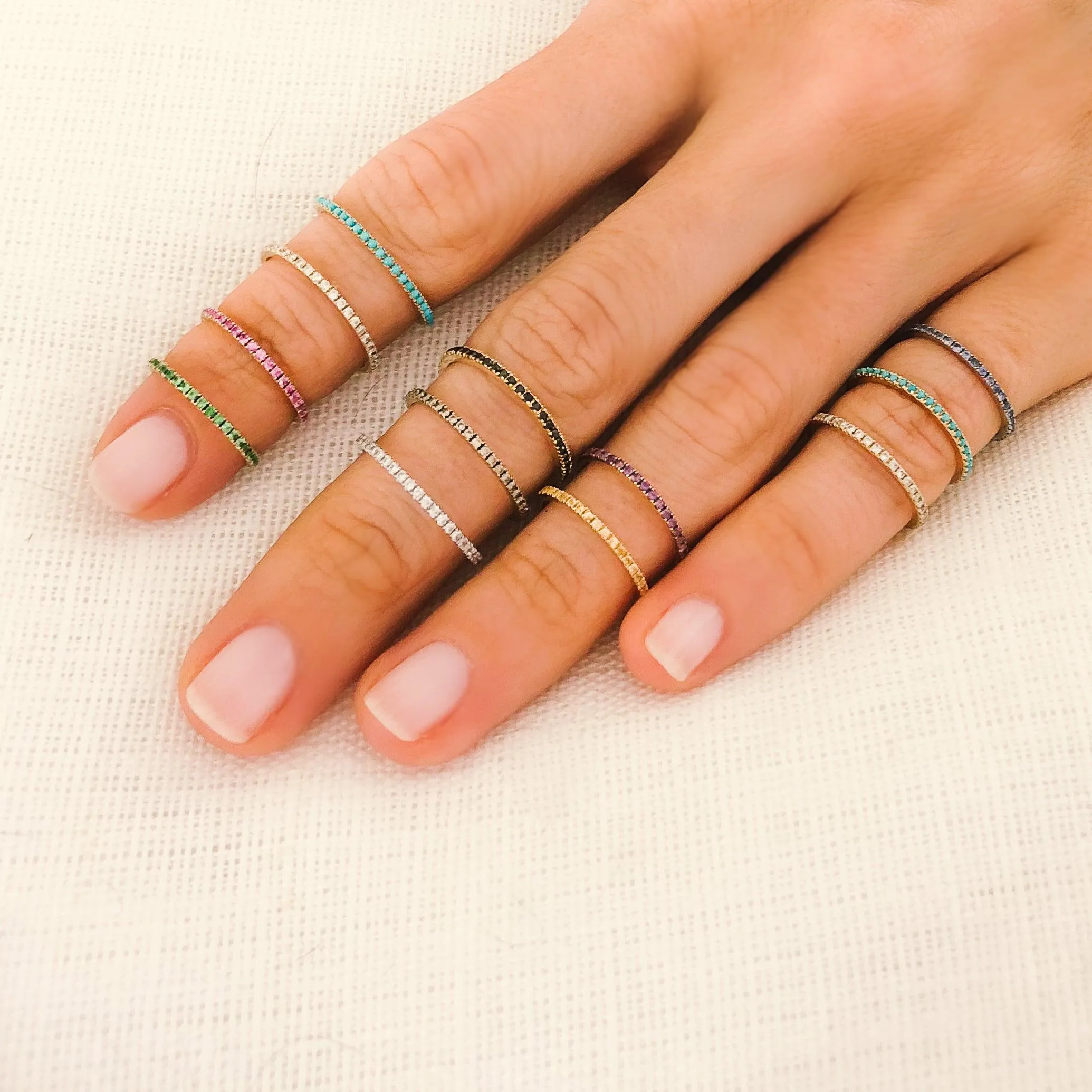Petite Eternity Bands in Pink Sapphire