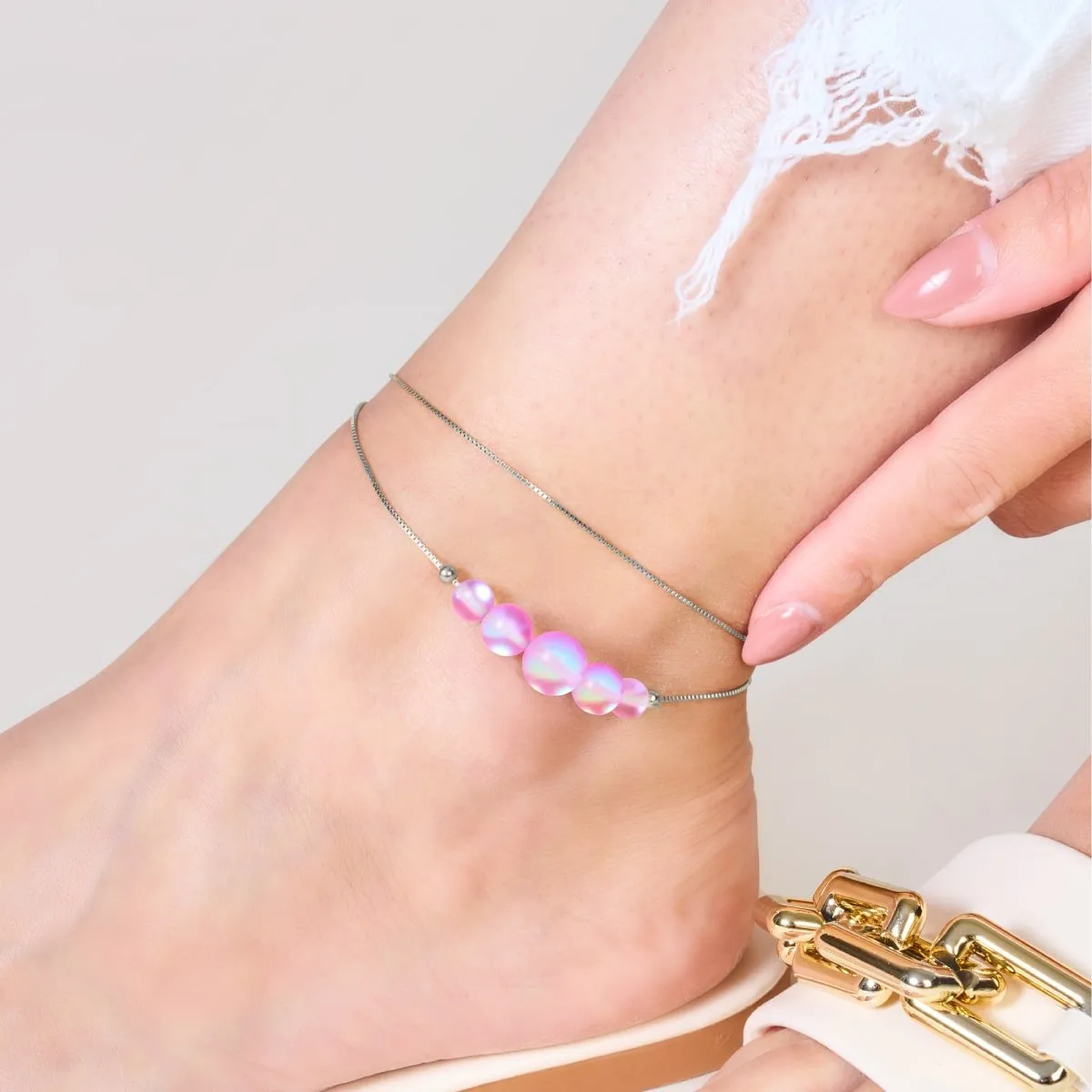 Pink | .925 Sterling Silver | Mermaid Glass Infinity Clasp Necklace