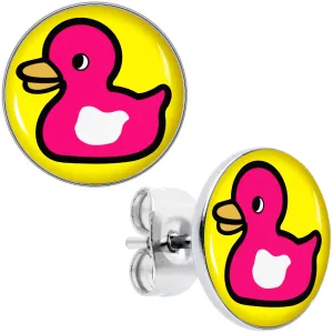 Pink Ducky Stud Earrings