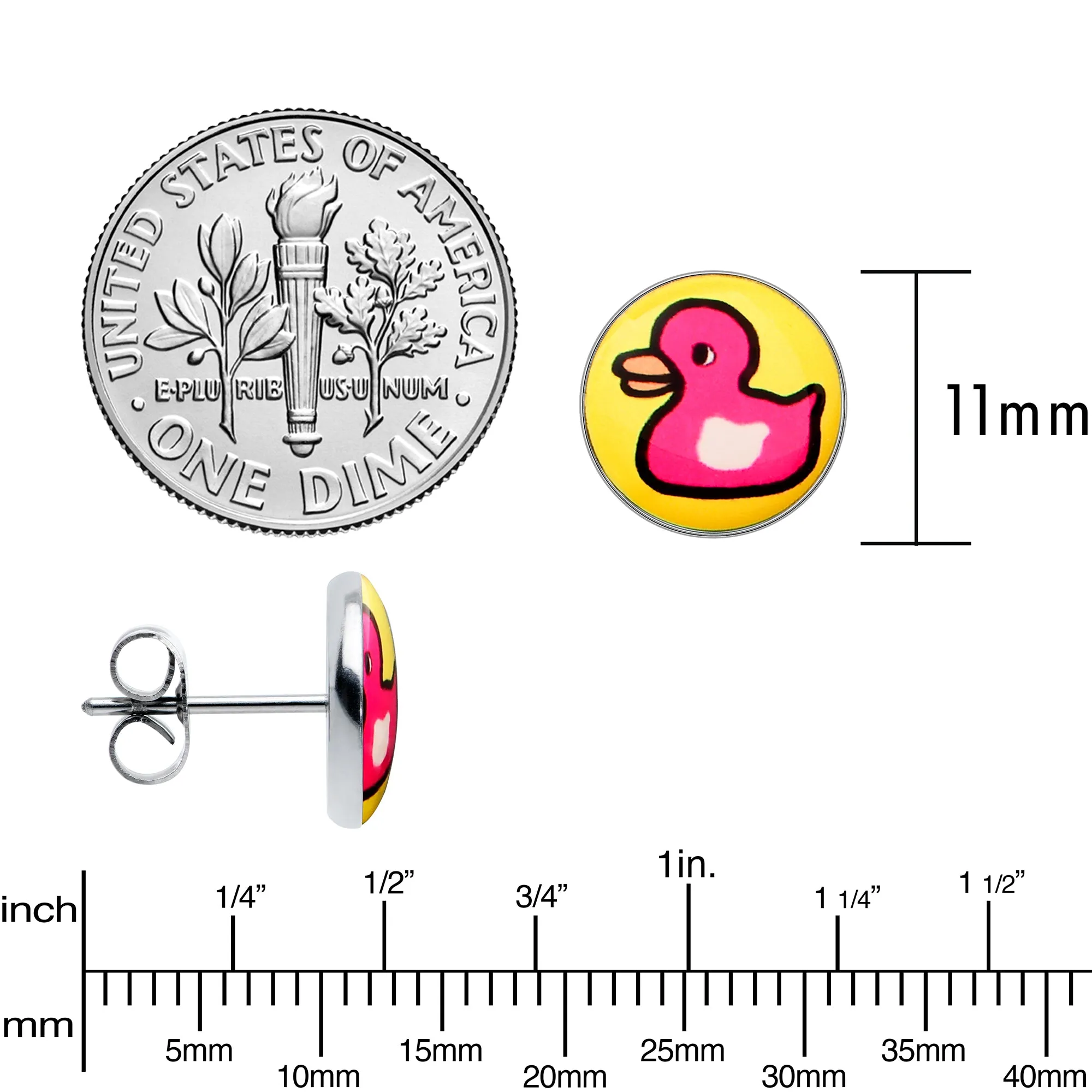 Pink Ducky Stud Earrings