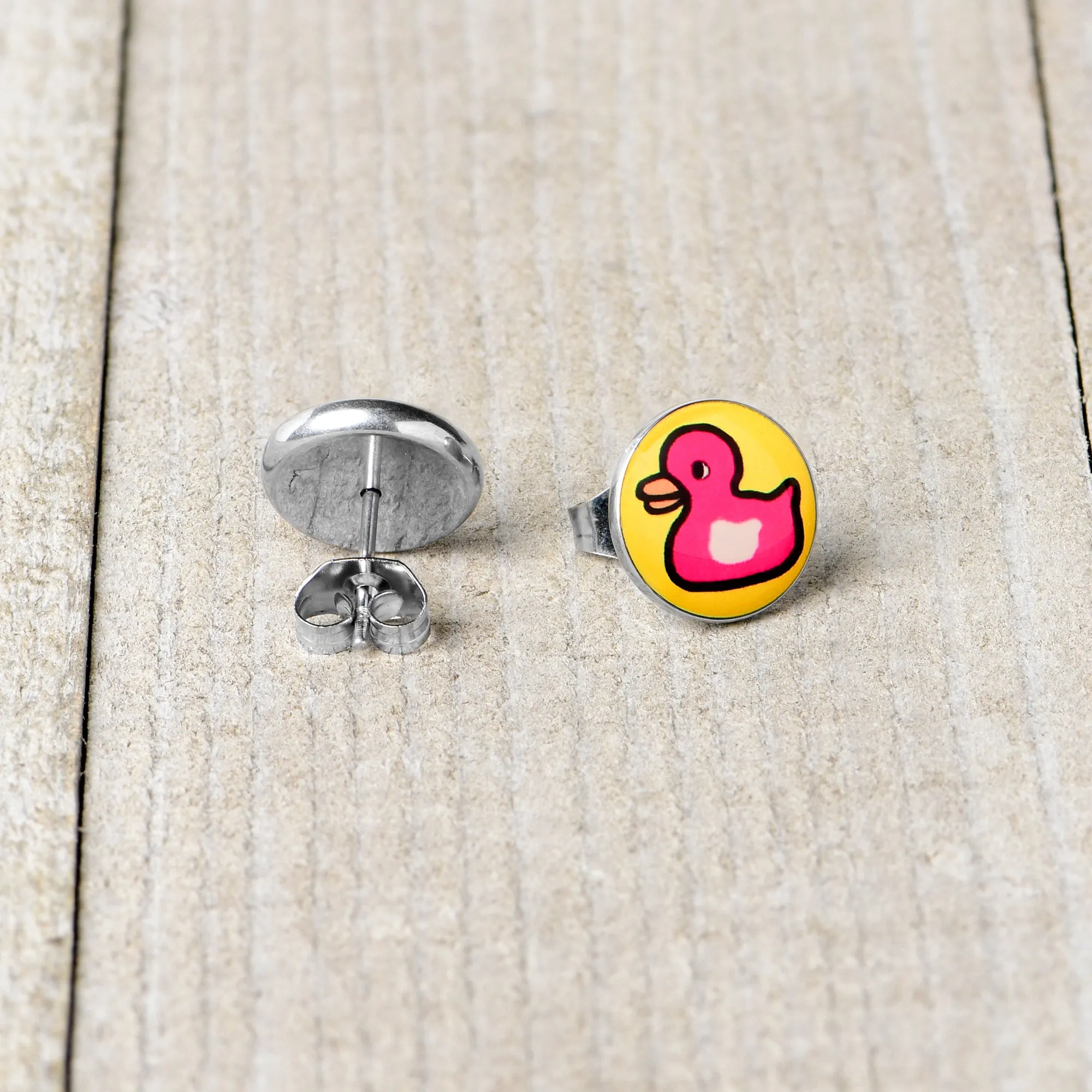 Pink Ducky Stud Earrings