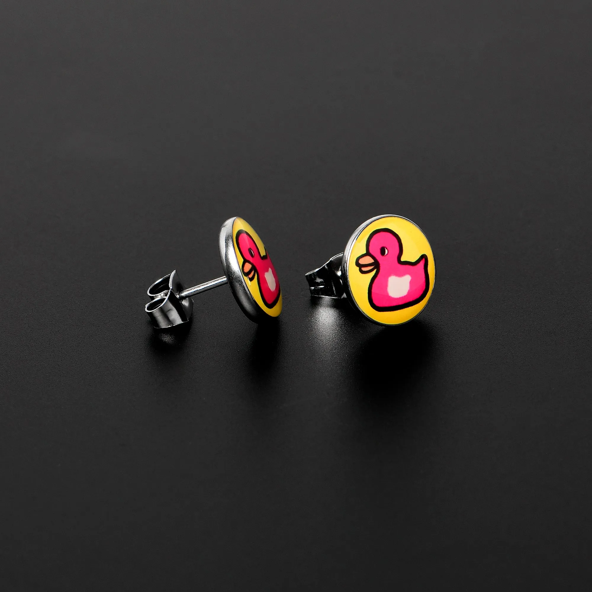 Pink Ducky Stud Earrings