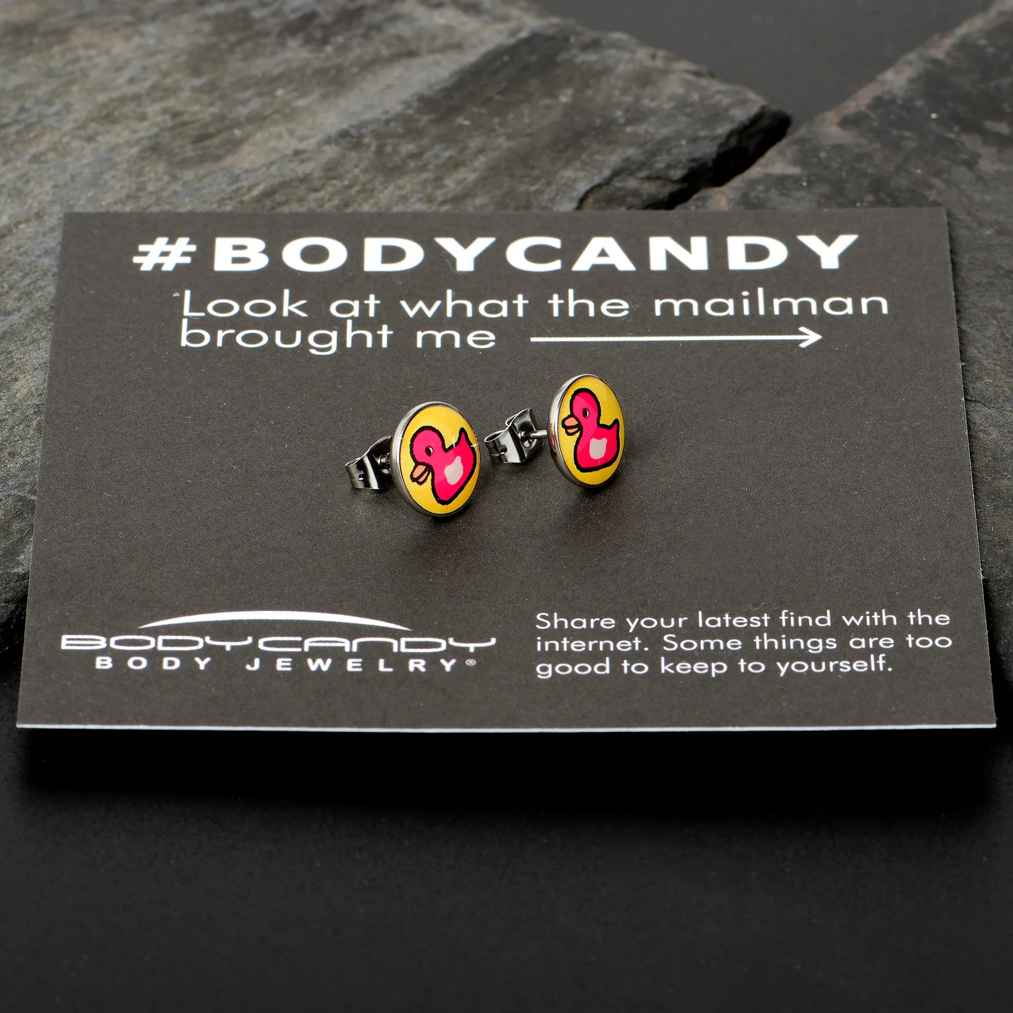 Pink Ducky Stud Earrings