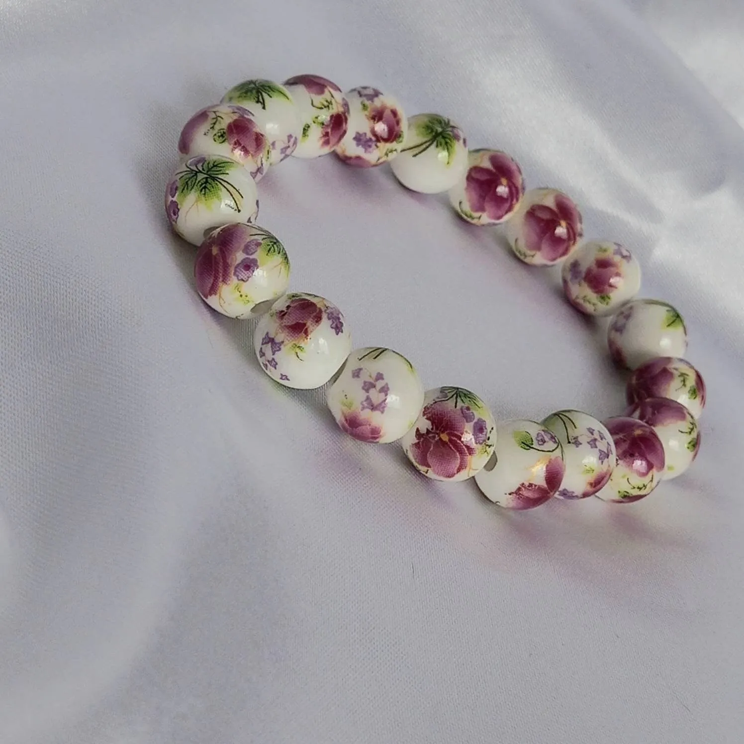 Pink Flower Bead Bracelets - Bead Jewellery In The UK,Bead Bracelets In The UK,Flower Bracelet,Pink Bracelet,Pink Flower Beaded Bracelets