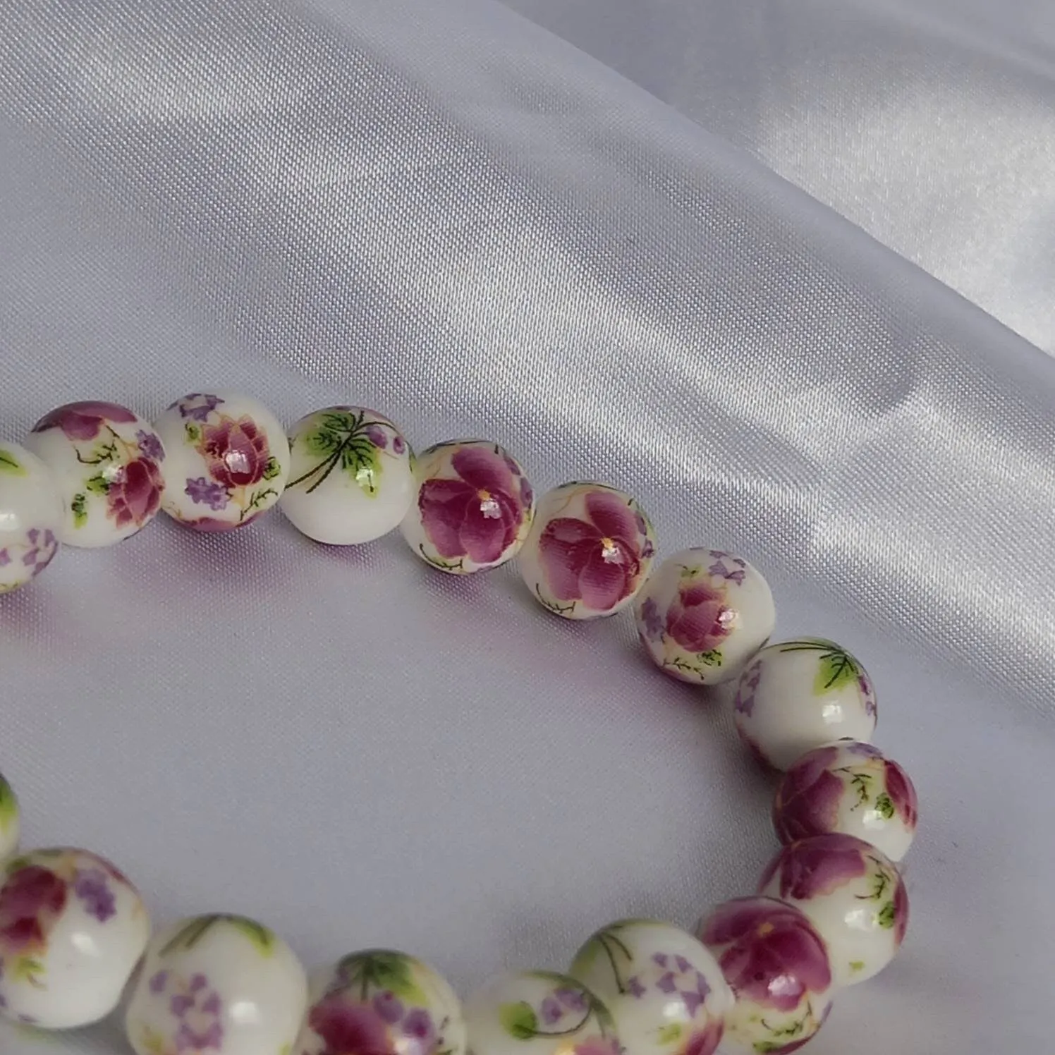 Pink Flower Bead Bracelets - Bead Jewellery In The UK,Bead Bracelets In The UK,Flower Bracelet,Pink Bracelet,Pink Flower Beaded Bracelets