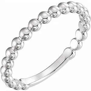 Platinum 2.5 mm Stackable Bead Ring