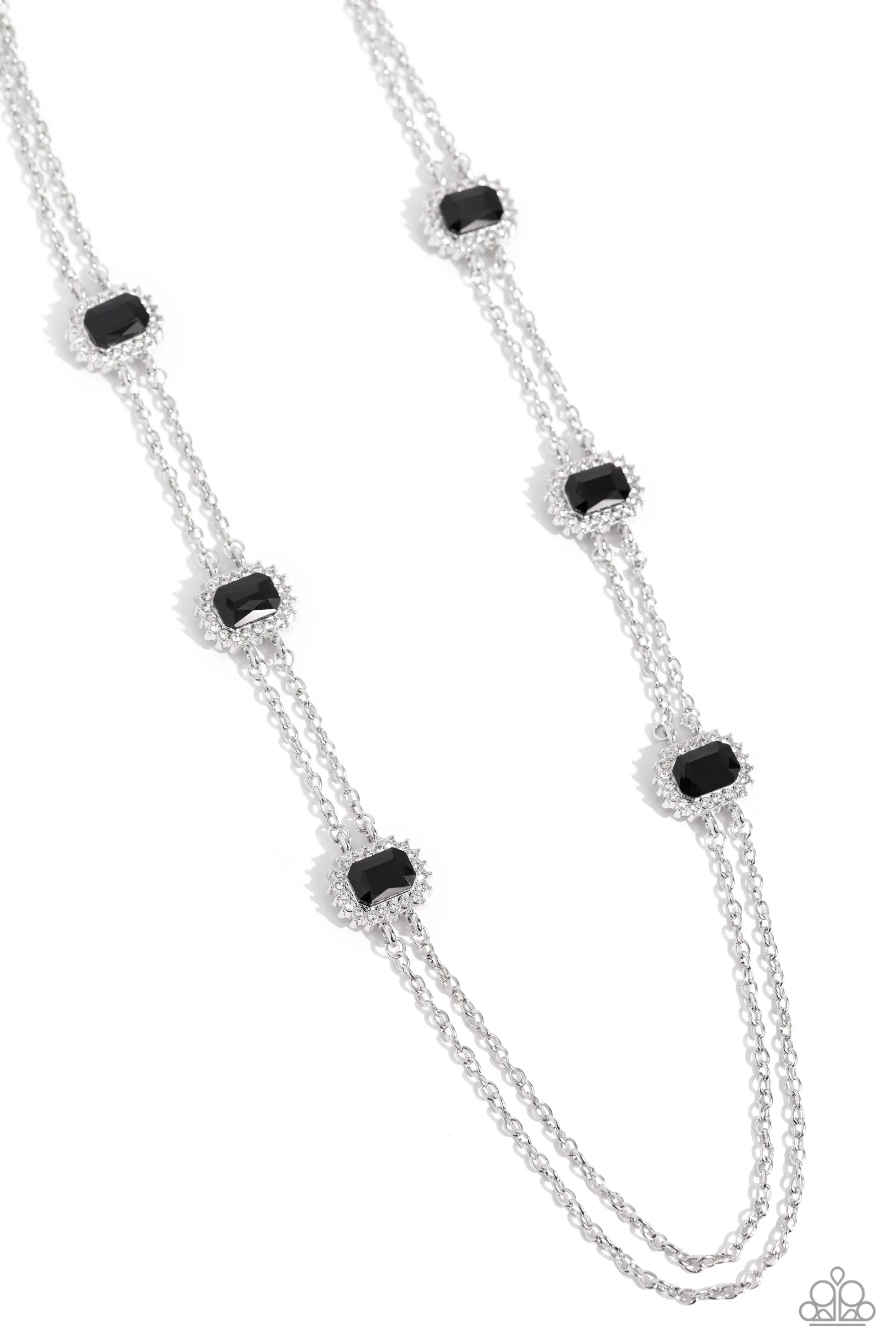 Pocketful of Sunshine - Black - Emerald Cut Gem Paparazzi Short Necklace