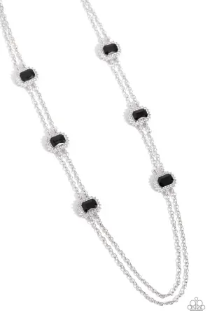 Pocketful of Sunshine - Black - Emerald Cut Gem Paparazzi Short Necklace