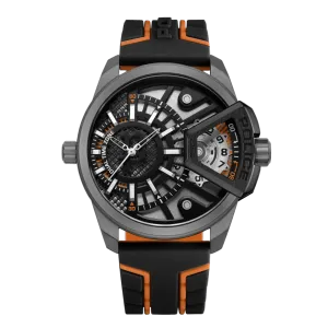 Police Underlined Gents Grey Dial Black Silicone Strap Watch