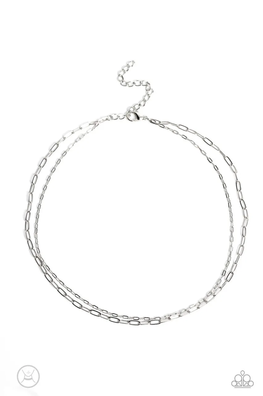 Polished Paperclips - Silver - Tiered Dainty Paparazzi Choker Necklace