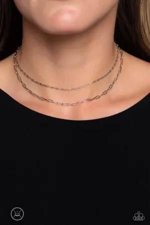 Polished Paperclips - Silver - Tiered Dainty Paparazzi Choker Necklace