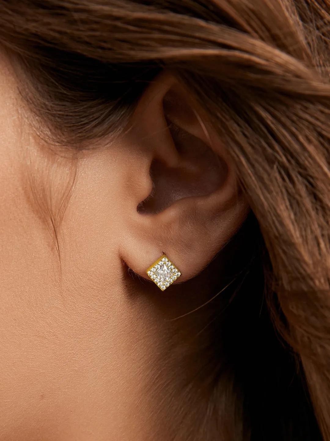 Princess-Cut Crystal Studs
