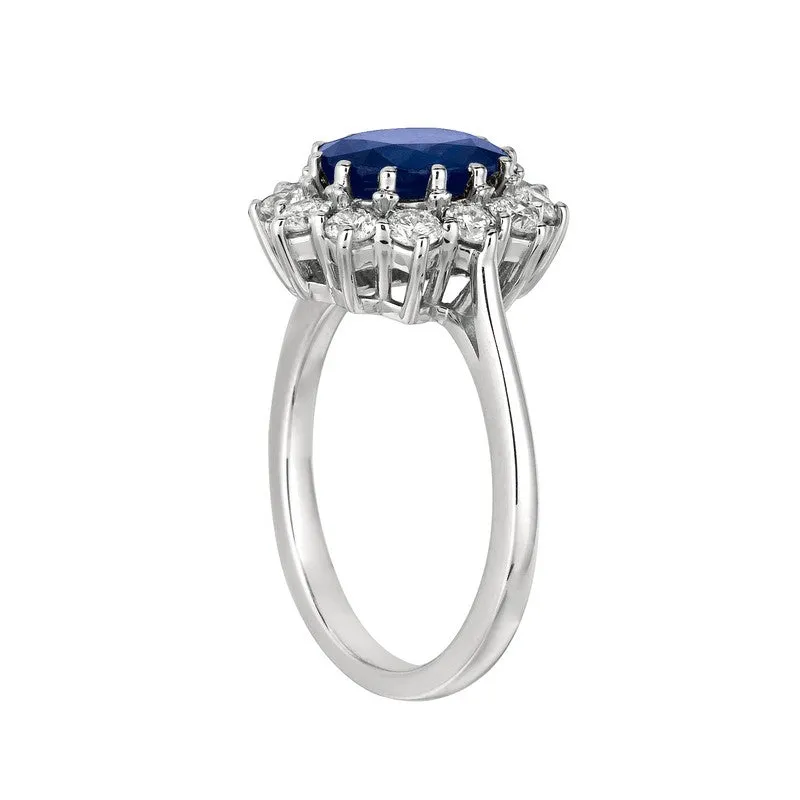 PRINCESS DIANA INSPIRED 3.55 CARAT OVAL SAPPHIRE & DIAMOND RING 14K GOLD