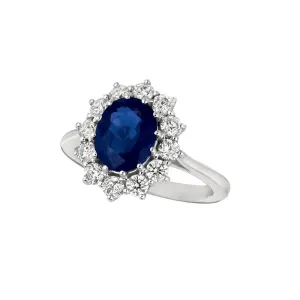 PRINCESS DIANA INSPIRED 3.55 CARAT OVAL SAPPHIRE & DIAMOND RING 14K GOLD