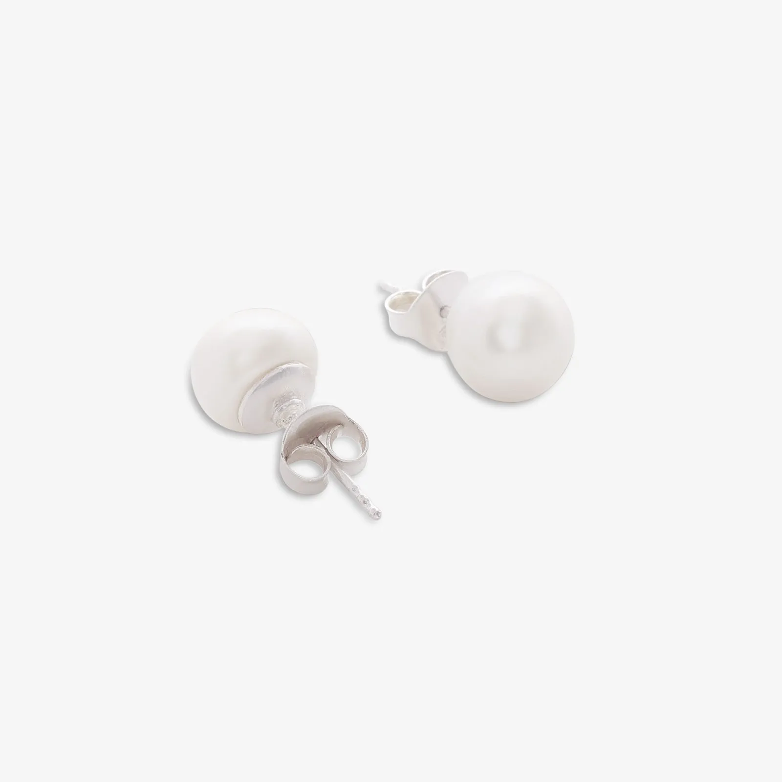 Pure Silver Earrings - Simplistic Daily Wear Pearl Stud