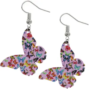 Purple Multicolor Butterfly Wooden Mini Earrings