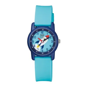 Q&Q Blue Silicone Strap Blue Dial Quartz Watch for Kids - VR41J008Y