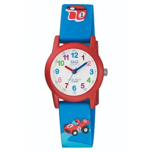 Q&Q Blue Silicone Strap White Dial Quartz Watch for Kids - VR99J004Y