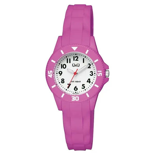 Q&Q Blue Silicone Strap White Dial Quartz Watch for Ladies - V26A005VY