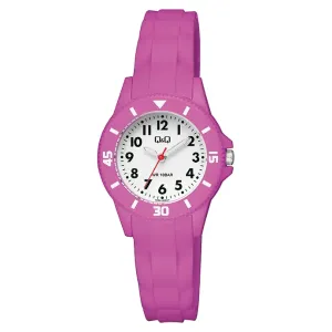 Q&Q Blue Silicone Strap White Dial Quartz Watch for Ladies - V26A005VY