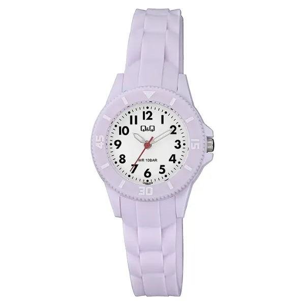 Q&Q Grey Silicone Strap White Dial Quartz Watch for Ladies - VS66J009Y