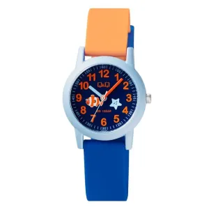 Q&Q Multi-Color Silicone Strap Blue Dial Quartz Watch for Kids - VS49J007Y