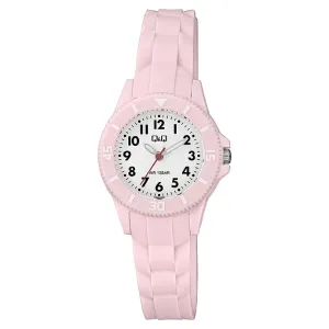 Q&Q Pink Silicone Strap White Dial Quartz Watch for Ladies - VS66J005Y