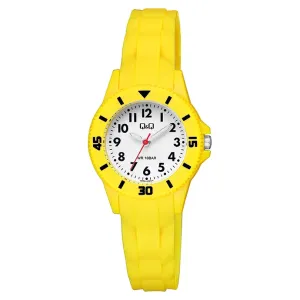 Q&Q Yellow Silicone Strap White Dial Quartz Watch for Ladies - V26A002VY
