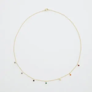 Rainbow Bezel Crystal Stardust Necklace