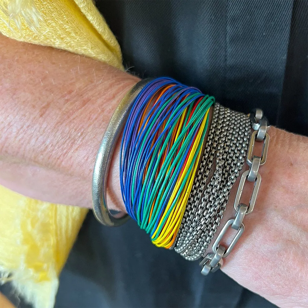 Rainbow Leather Bracelet - 10mm Titanium Lock