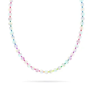 Rainbow White | Silver | Mermaid Glass Knotted Necklace